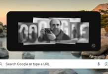 Who is the camera holding man on Google doodle?