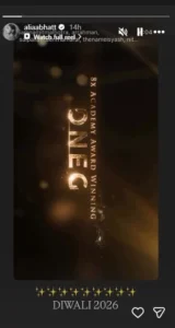 Alia Bhatt's Instagram story featuring Ramayana trailer