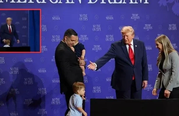 Trump saves toddler from stage tumble, can't resist a Biden dig