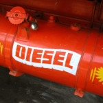 A diesel fuel storage tank