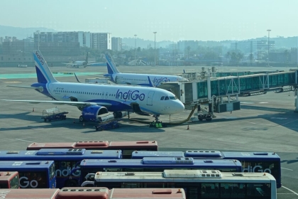 An IndiGo Airbus A320 at Mumbai airport