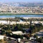 An aerial view of Baghdad along the Tigris river