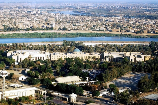An aerial view of Baghdad along the Tigris river