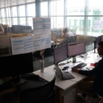 Call centre office with computers