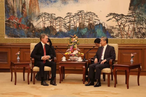 Chinese Foreign Minister Wang Yi at a meeting in 2025